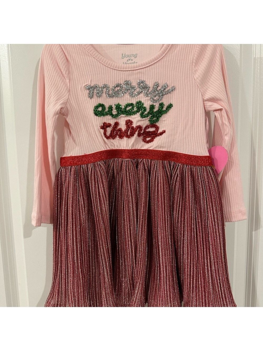 Pink and Red Long Sleeve Dress Size 2T NWT